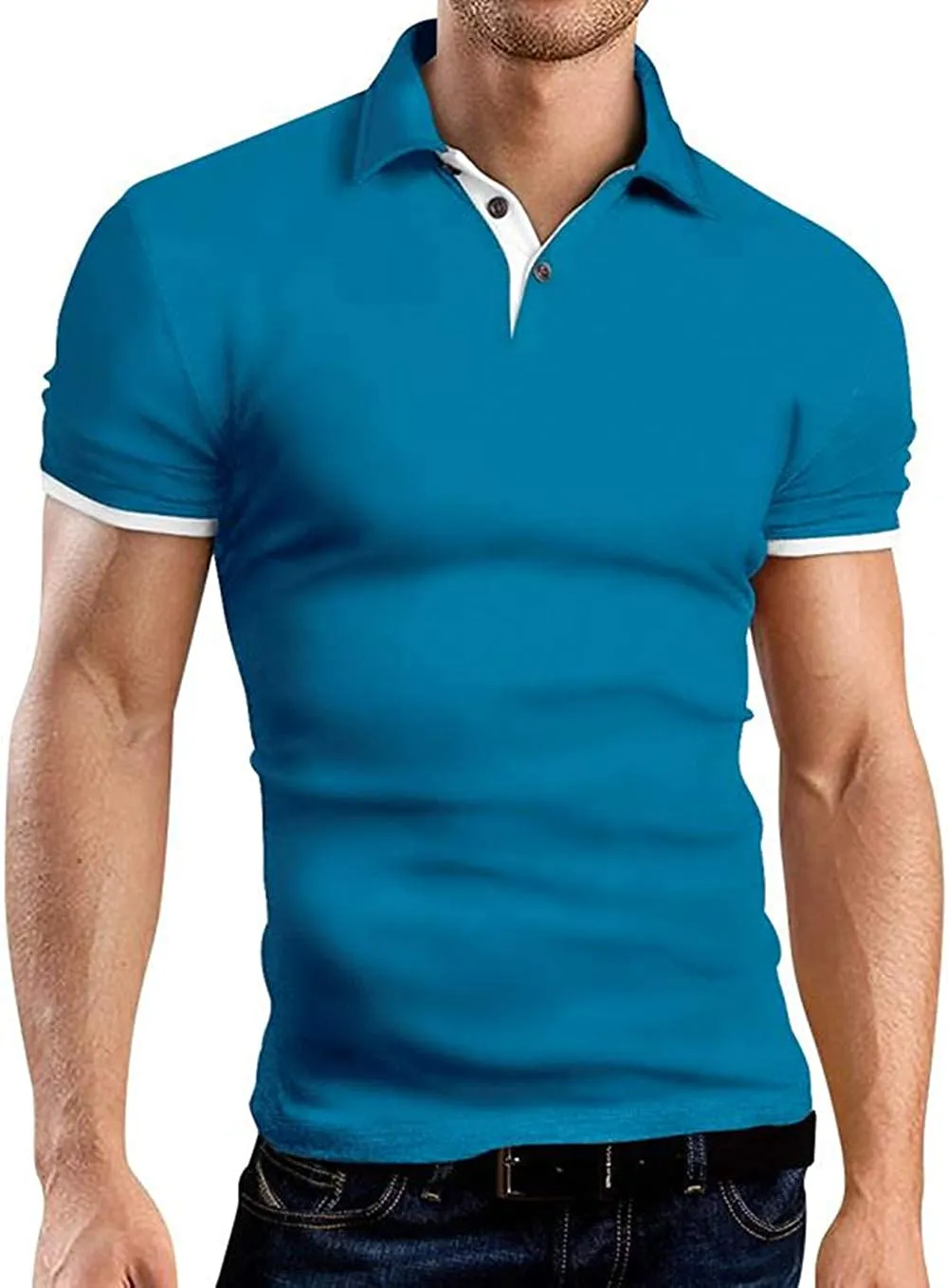 KUYIGO Men's Short & Long Sleeve Polo Shirts Casual Slim Fit Basic Designed Cotton Shirts