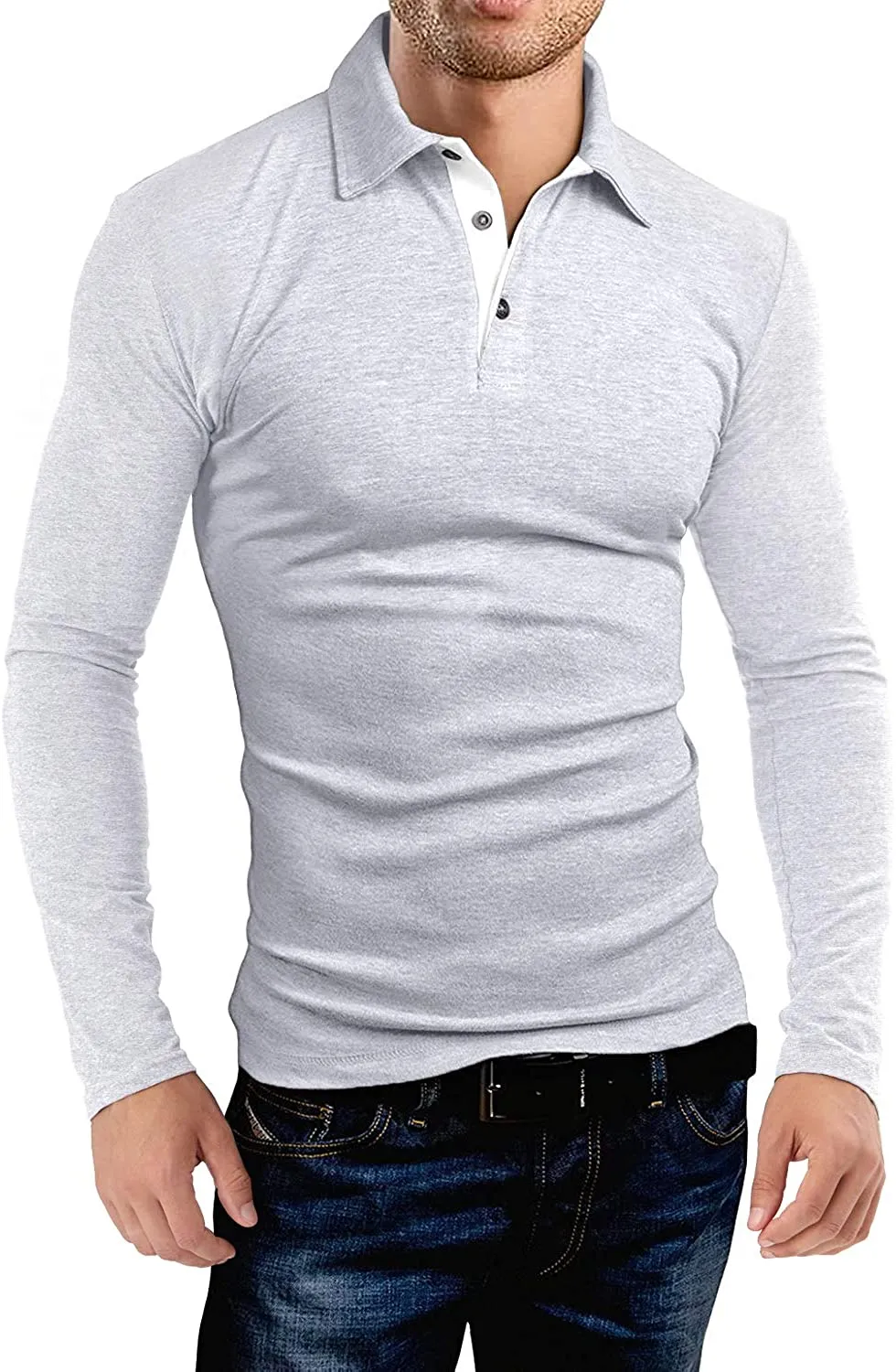 KUYIGO Men's Short & Long Sleeve Polo Shirts Casual Slim Fit Basic Designed Cotton Shirts