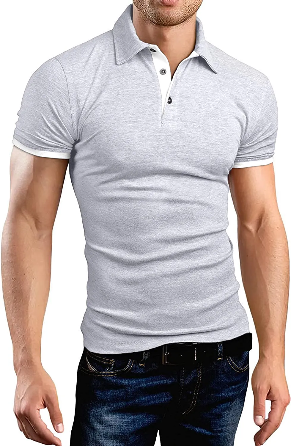 KUYIGO Men's Short & Long Sleeve Polo Shirts Casual Slim Fit Basic Designed Cotton Shirts