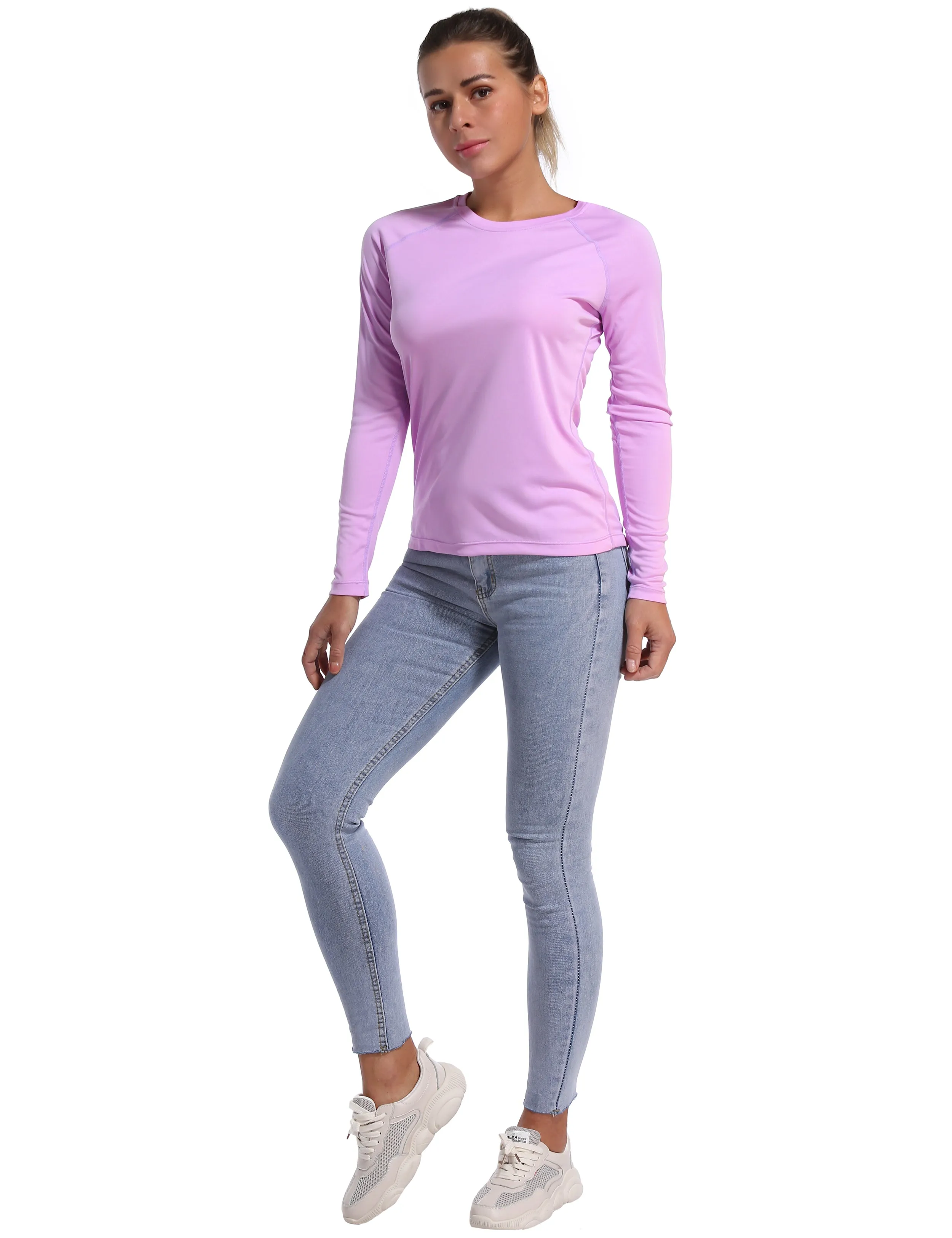 Long Sleeve Athletic Shirts purple_yogastudio