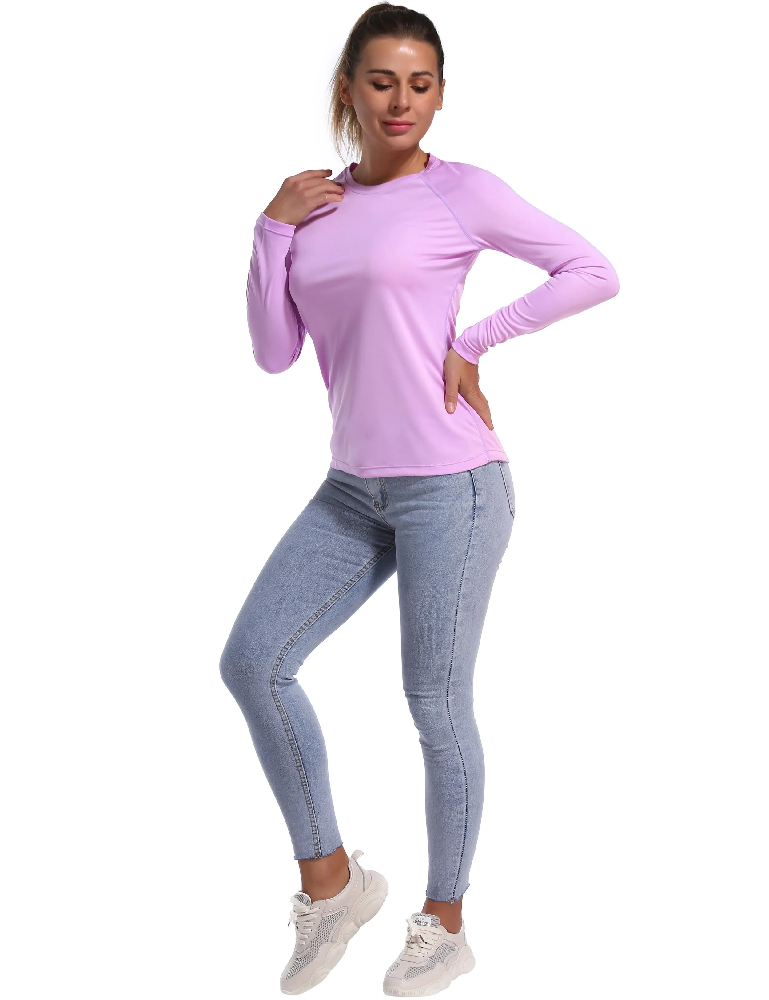 Long Sleeve Athletic Shirts purple_yogastudio