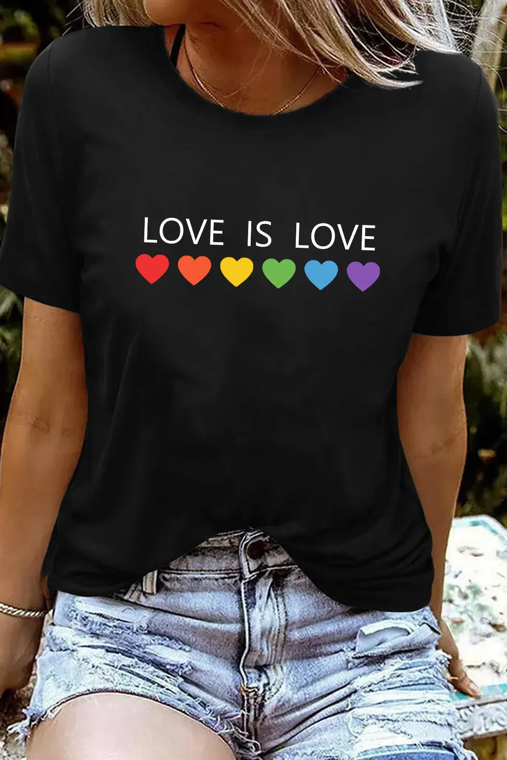 Love is Love Women's Rainbow Graphic Tees Crew Neck Gay Pride Shirts