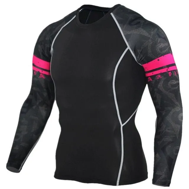 Mens Compression Shirts 3D Jerseys Long Sleeve T Shirt