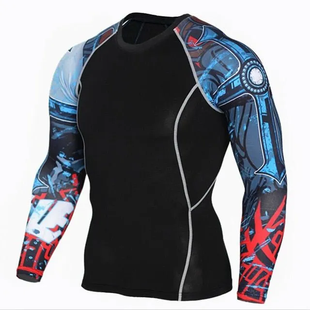 Mens Compression Shirts 3D Jerseys Long Sleeve T Shirt