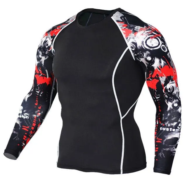 Mens Compression Shirts 3D Jerseys Long Sleeve T Shirt