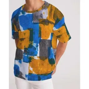 Mens Shirts, Blue Orange and White Abstract Color Swatch Style Shirt