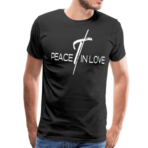 Mens T-Shirts, Peace in Love Graphic Text Shirt