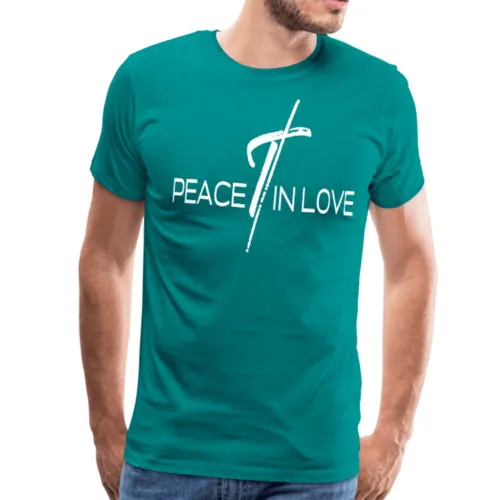 Mens T-Shirts, Peace in Love Graphic Text Shirt