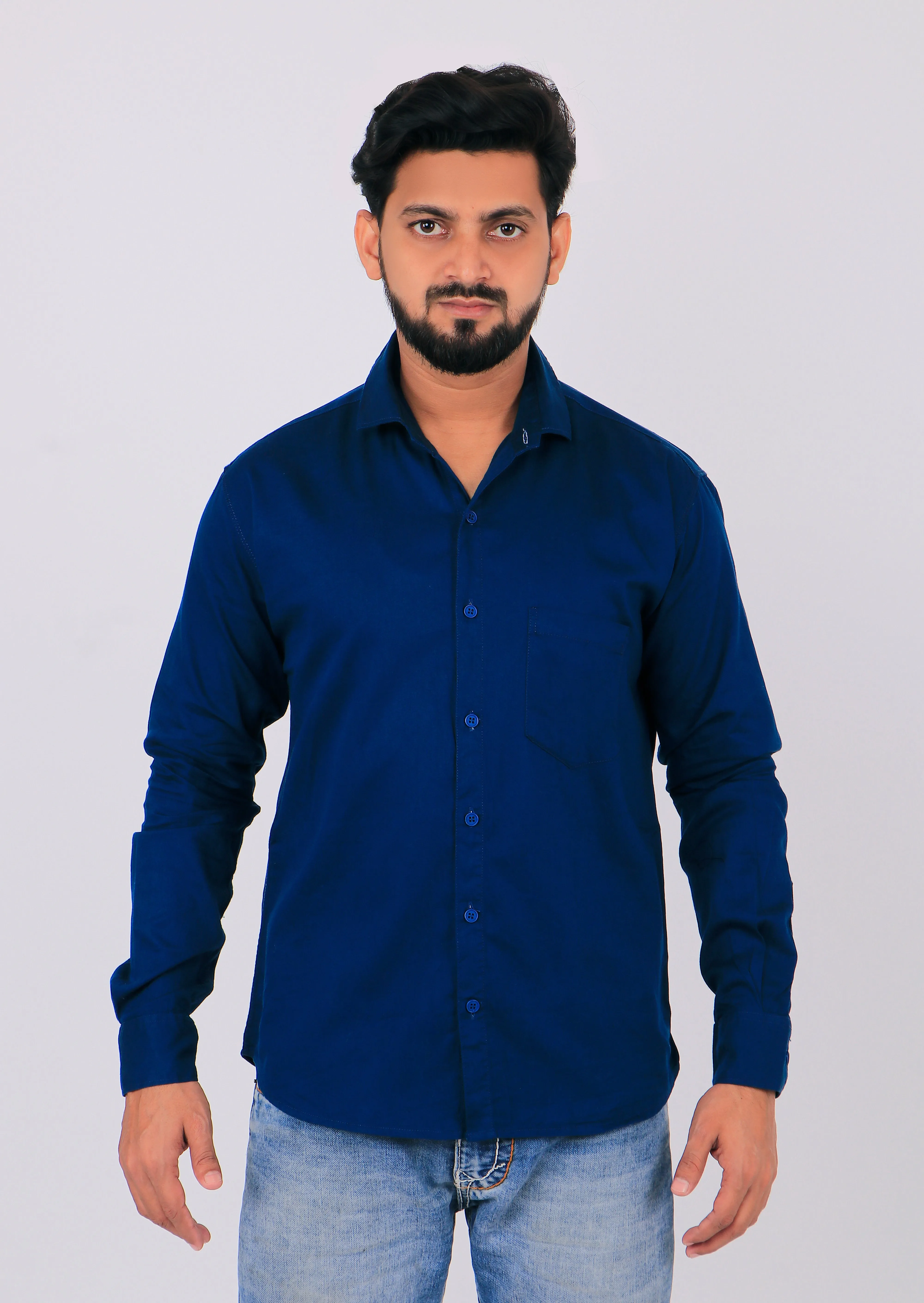 Royal Blue Men's Regular Fit Full Sleeves Casual Shirts