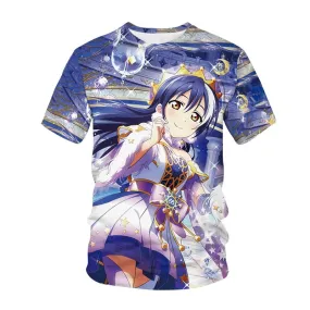 Summer Men's and Women's T-shirts Anime Street Clothing Cute Beautiful Girls 3D Printing Fashion Casual Tops Unisex