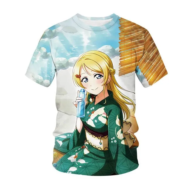 Summer Men's and Women's T-shirts Anime Street Clothing Cute Beautiful Girls 3D Printing Fashion Casual Tops Unisex