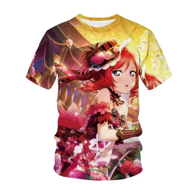 Summer Men's and Women's T-shirts Anime Street Clothing Cute Beautiful Girls 3D Printing Fashion Casual Tops Unisex