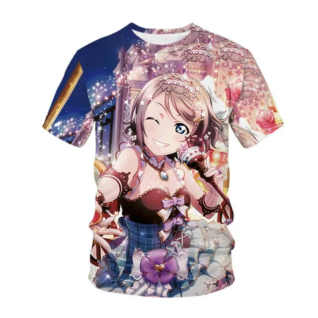 Summer Men's and Women's T-shirts Anime Street Clothing Cute Beautiful Girls 3D Printing Fashion Casual Tops Unisex