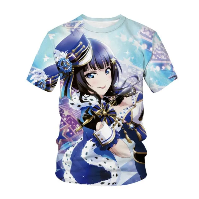 Summer Men's and Women's T-shirts Anime Street Clothing Cute Beautiful Girls 3D Printing Fashion Casual Tops Unisex