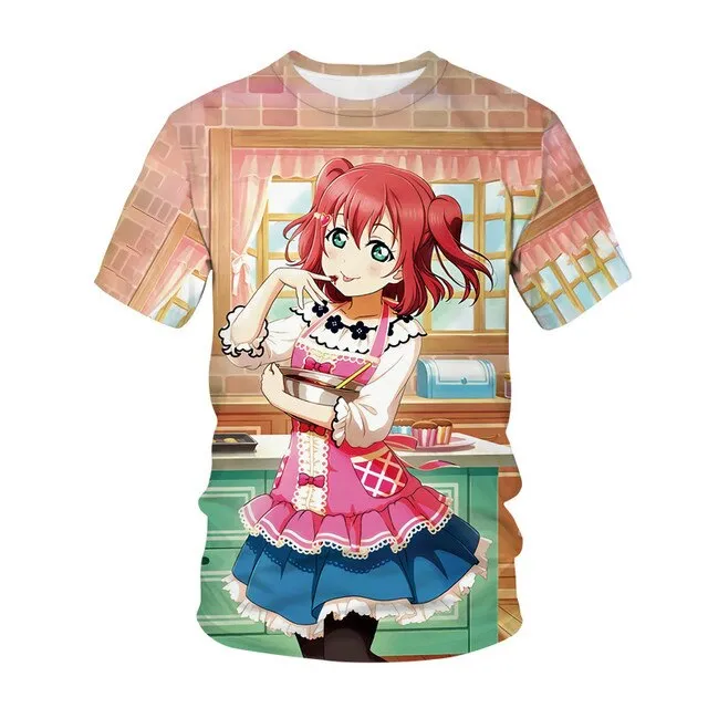 Summer Men's and Women's T-shirts Anime Street Clothing Cute Beautiful Girls 3D Printing Fashion Casual Tops Unisex