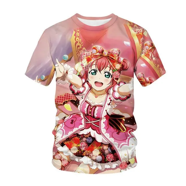 Summer Men's and Women's T-shirts Anime Street Clothing Cute Beautiful Girls 3D Printing Fashion Casual Tops Unisex