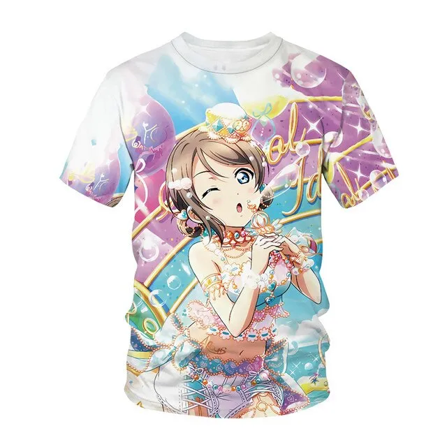 Summer Men's and Women's T-shirts Anime Street Clothing Cute Beautiful Girls 3D Printing Fashion Casual Tops Unisex