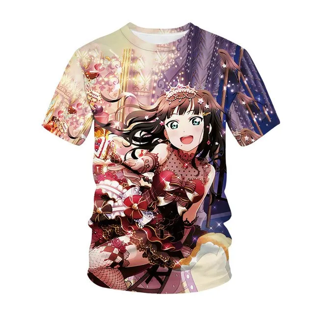 Summer Men's and Women's T-shirts Anime Street Clothing Cute Beautiful Girls 3D Printing Fashion Casual Tops Unisex