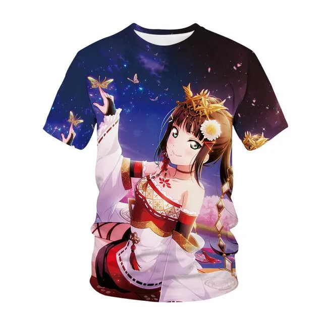 Summer Men's and Women's T-shirts Anime Street Clothing Cute Beautiful Girls 3D Printing Fashion Casual Tops Unisex