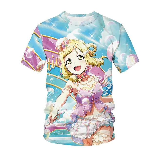 Summer Men's and Women's T-shirts Anime Street Clothing Cute Beautiful Girls 3D Printing Fashion Casual Tops Unisex