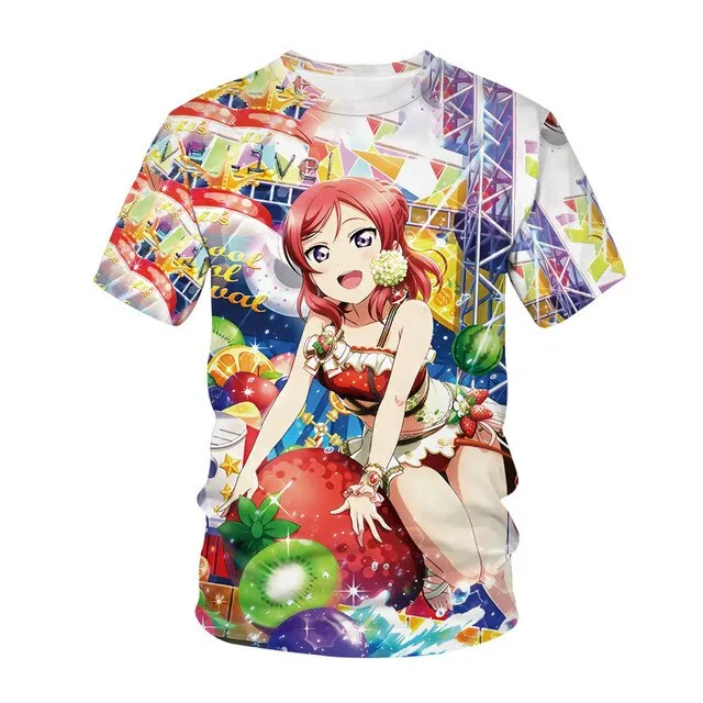 Summer Men's and Women's T-shirts Anime Street Clothing Cute Beautiful Girls 3D Printing Fashion Casual Tops Unisex