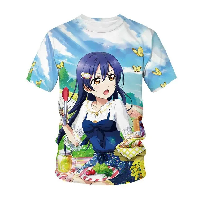 Summer Men's and Women's T-shirts Anime Street Clothing Cute Beautiful Girls 3D Printing Fashion Casual Tops Unisex