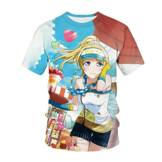 Summer Men's and Women's T-shirts Anime Street Clothing Cute Beautiful Girls 3D Printing Fashion Casual Tops Unisex