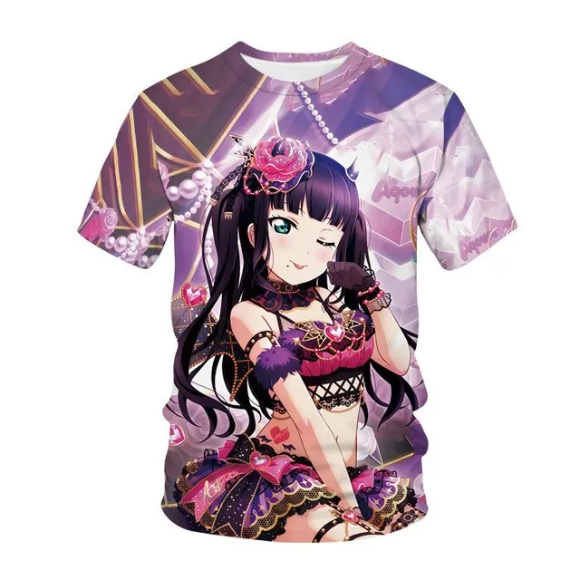 Summer Men's and Women's T-shirts Anime Street Clothing Cute Beautiful Girls 3D Printing Fashion Casual Tops Unisex