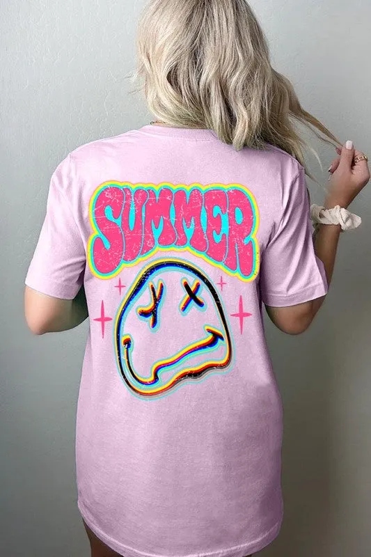 Summer Neon Face Back Printed Graphic T Shirts