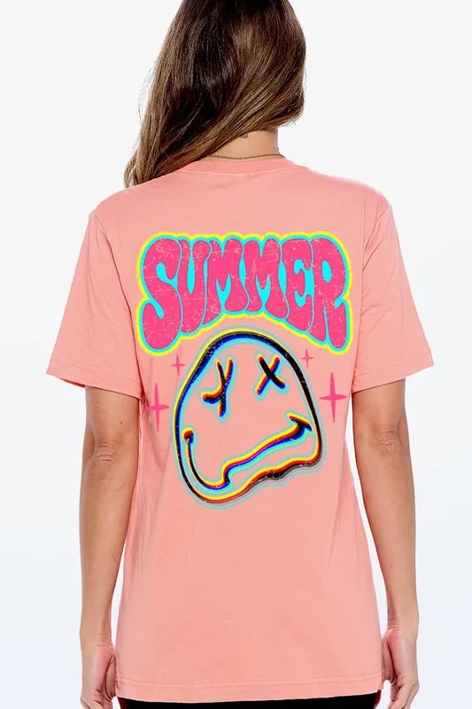 Summer Neon Face Back Printed Graphic T Shirts