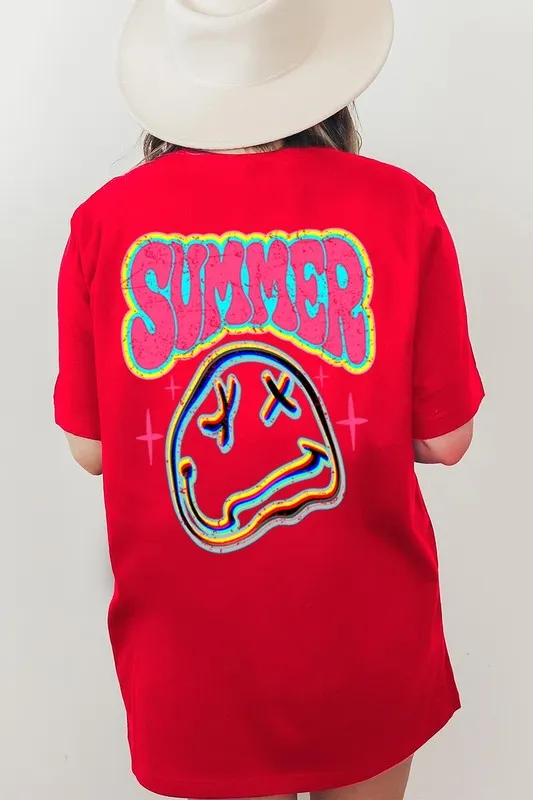 Summer Neon Face Back Printed Graphic T Shirts