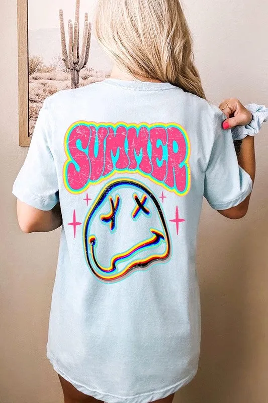 Summer Neon Face Back Printed Graphic T Shirts