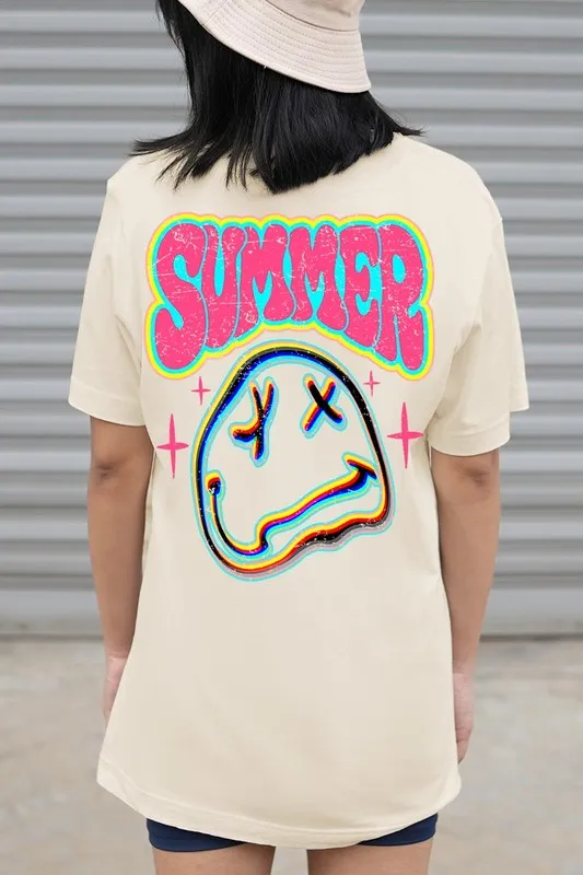 Summer Neon Face Back Printed Graphic T Shirts