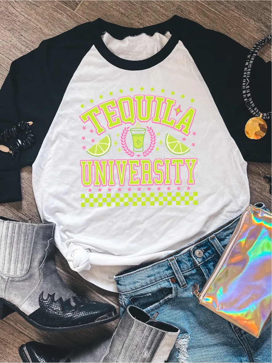 Tequila University ~ Unisex T-shirts, Sweatshirts, Raglans and Tank Tops Relaxed Fit Printed In The USA