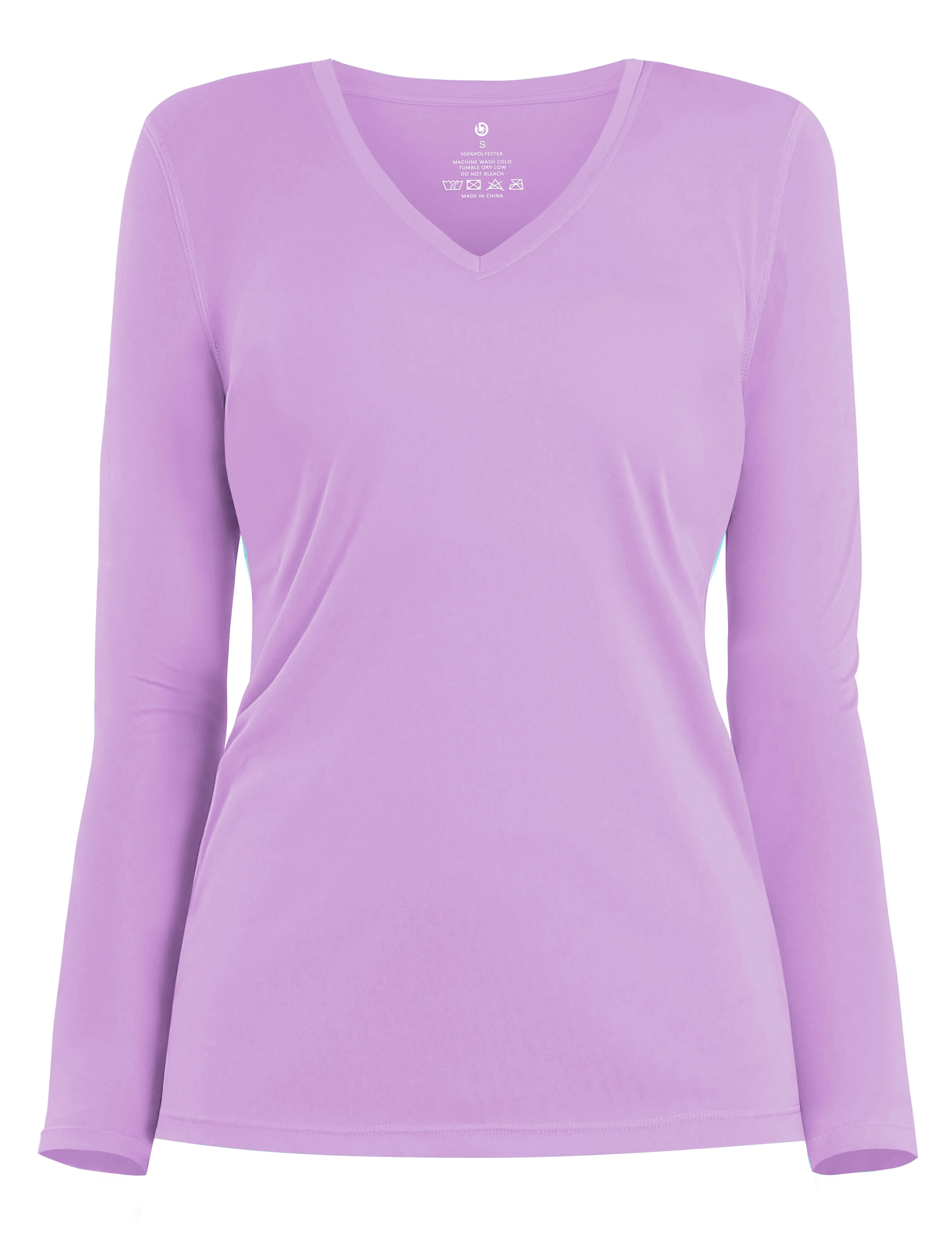 V Neck Long Sleeve Athletic Shirts purple