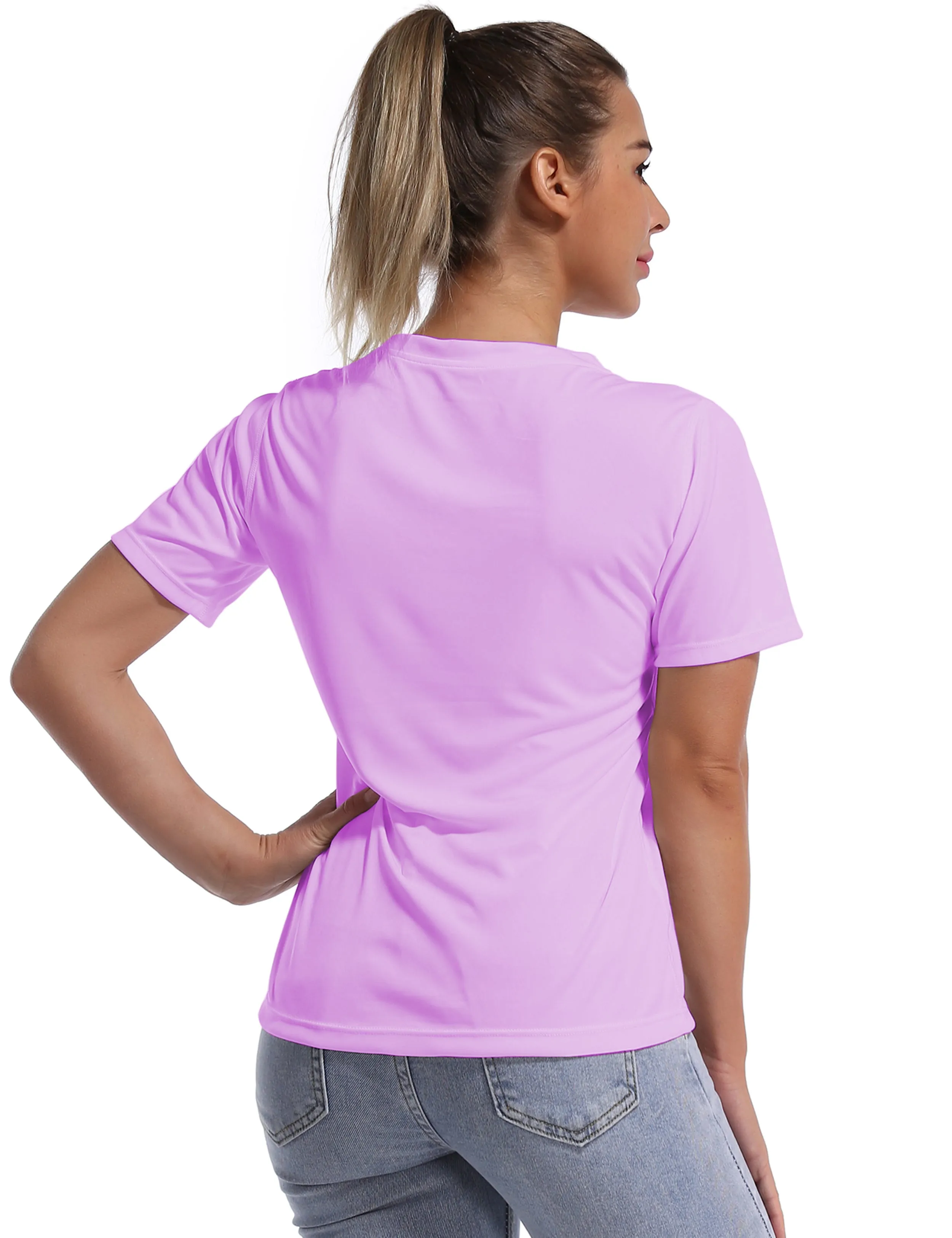 V-Neck Short Sleeve Athletic Shirts purple